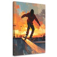 WANDBILD, Skater Skatepark - Orange, Textil (20/30cm) - Feeby