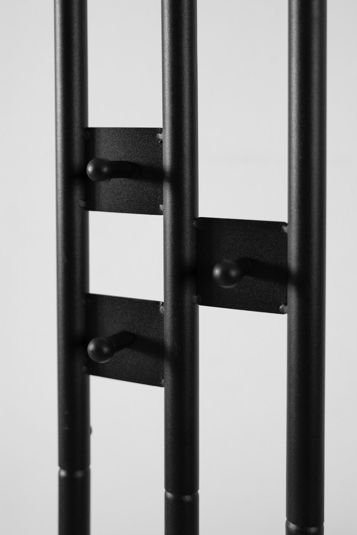 GARDEROBEN-SET 3-teilig schwarz Metall 130 cm, Flurgarderobe mit Spiegel - Schwarz, Metall (130/185/28cm) - Furn.Design