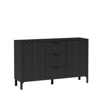 KOMMODE ALICANTE 153/95/40,5cm mit 3 Schubladen 2 Türen Schwarz - Schwarz, Holzwerkstoff (153/95/40.5cm) - MASSENO