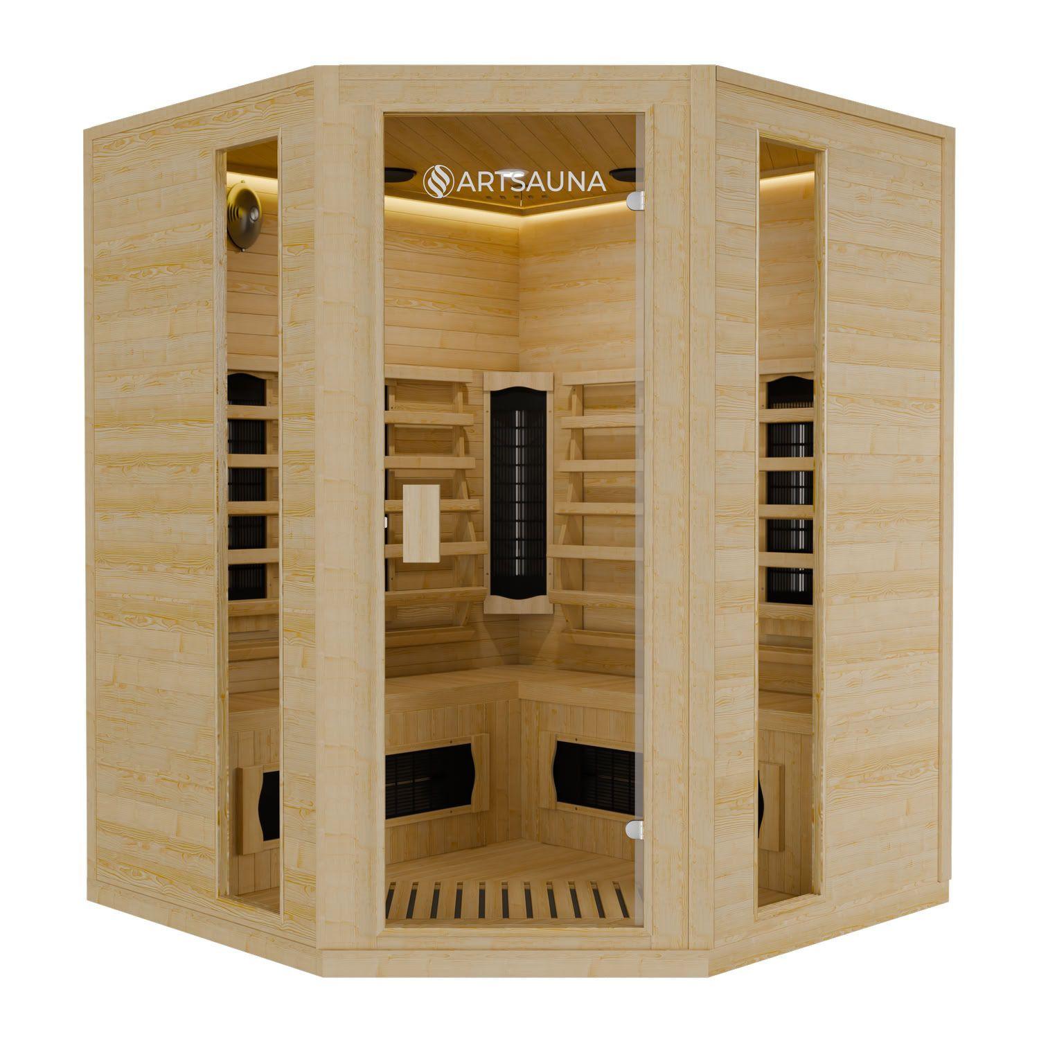INFRAROTKABINE Nyborg E150K mit Keramik-, Flächenstrahler & Hemlockholz - Naturfarben, Holz (150/190/150cm) - Artsauna