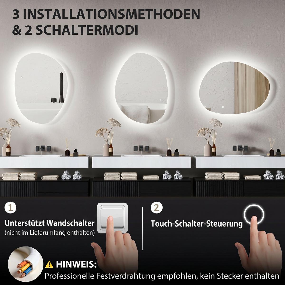 BADSPIEGEL Gehärtetes Glas Silber - Silberfarben, Glas (60/80/5cm) - HOMCOM