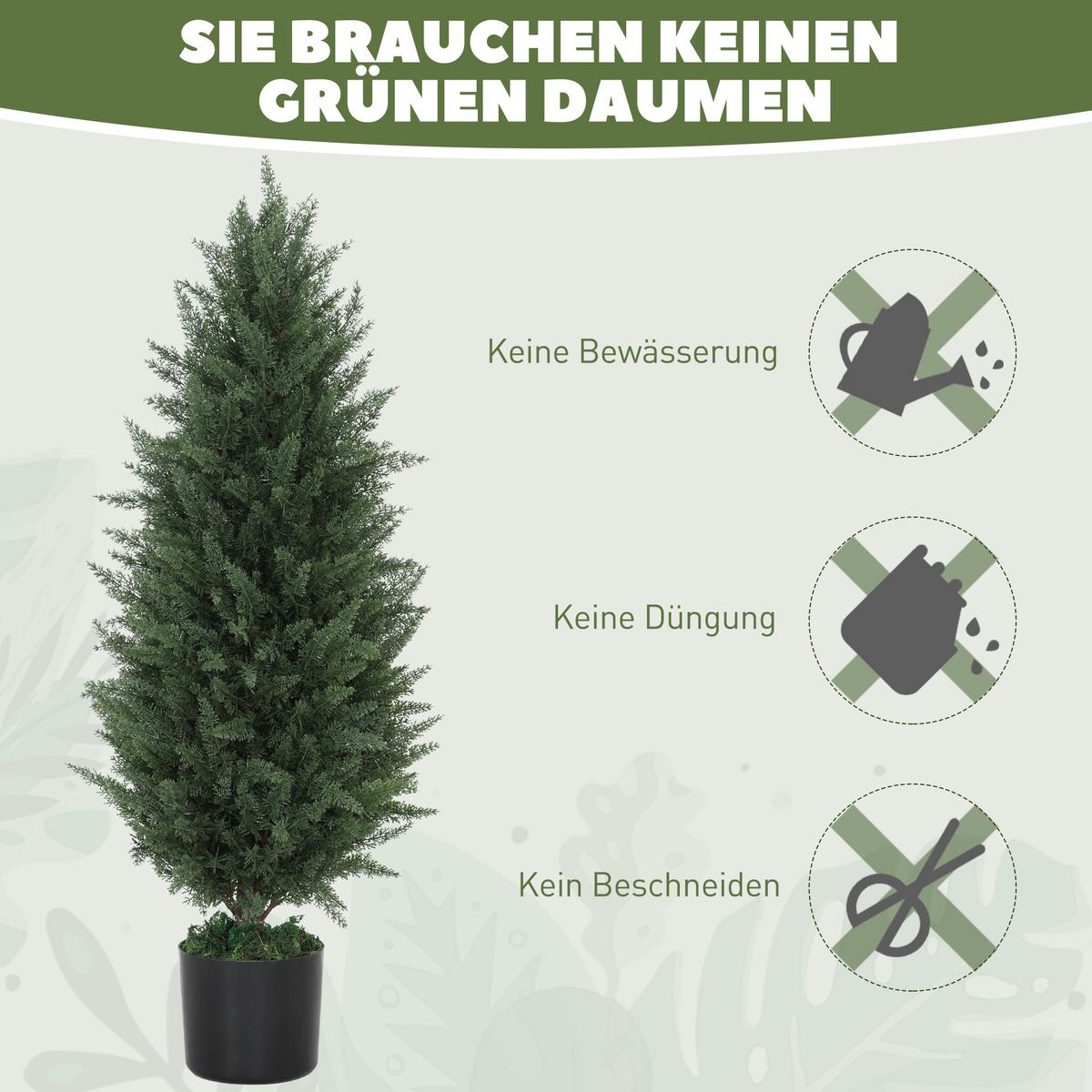 KÜNSTLICHE Zypressen 2er-Set groß 90 cm Kunstpflanze im Topf für Wohnzimmer - Grün, Kunststoff (90cm) - HOMCOM
