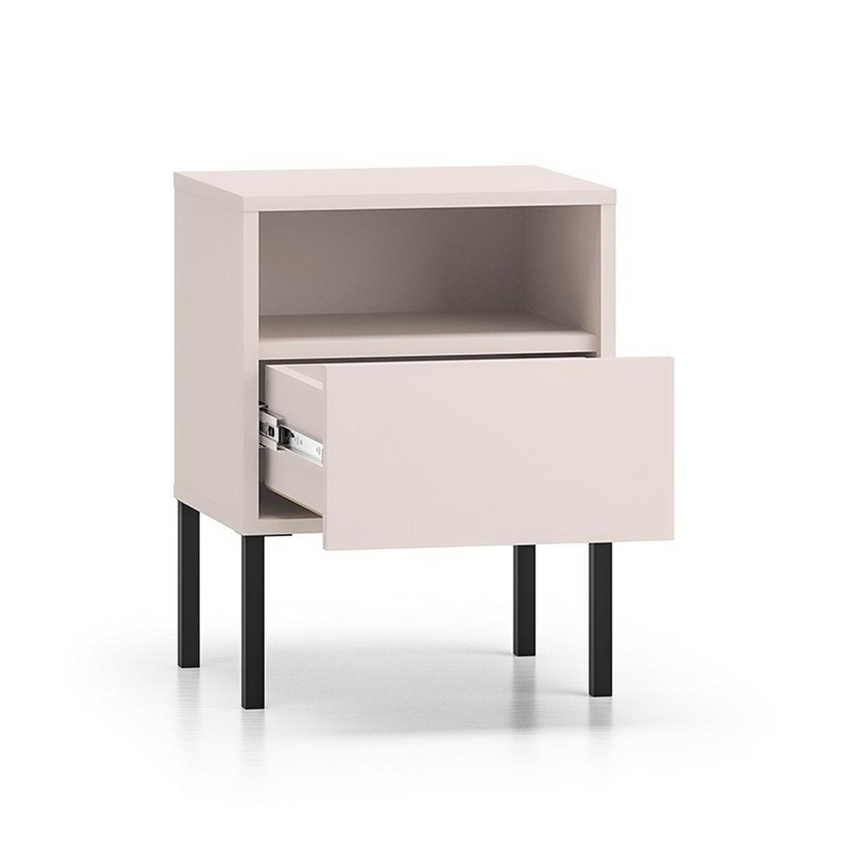 NACHTTISCH Paige Kaschmir und Schwarz - Beige, Holzwerkstoff (40/53/34cm) - Petits-meubles