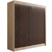 KLEIDERSCHRANK mit LED, Lamel-Schiebetüren VILANv2 - 200 cm Sonoma Eiche + Lamelle Eiche Wotan - Eiche Wotan/Sonoma Eiche, Holzwerkstoff (200/215/61cm) - ALTDECOR