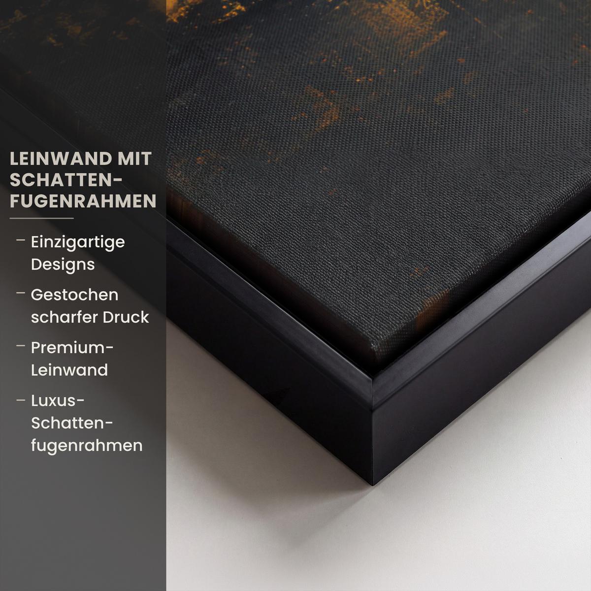 LEINWAND Bilder mit Rahmen - Goldene Reflexion auf dem Wasser - 50x50 - Anthrazit, Textil (50/50cm) - MuchoWow