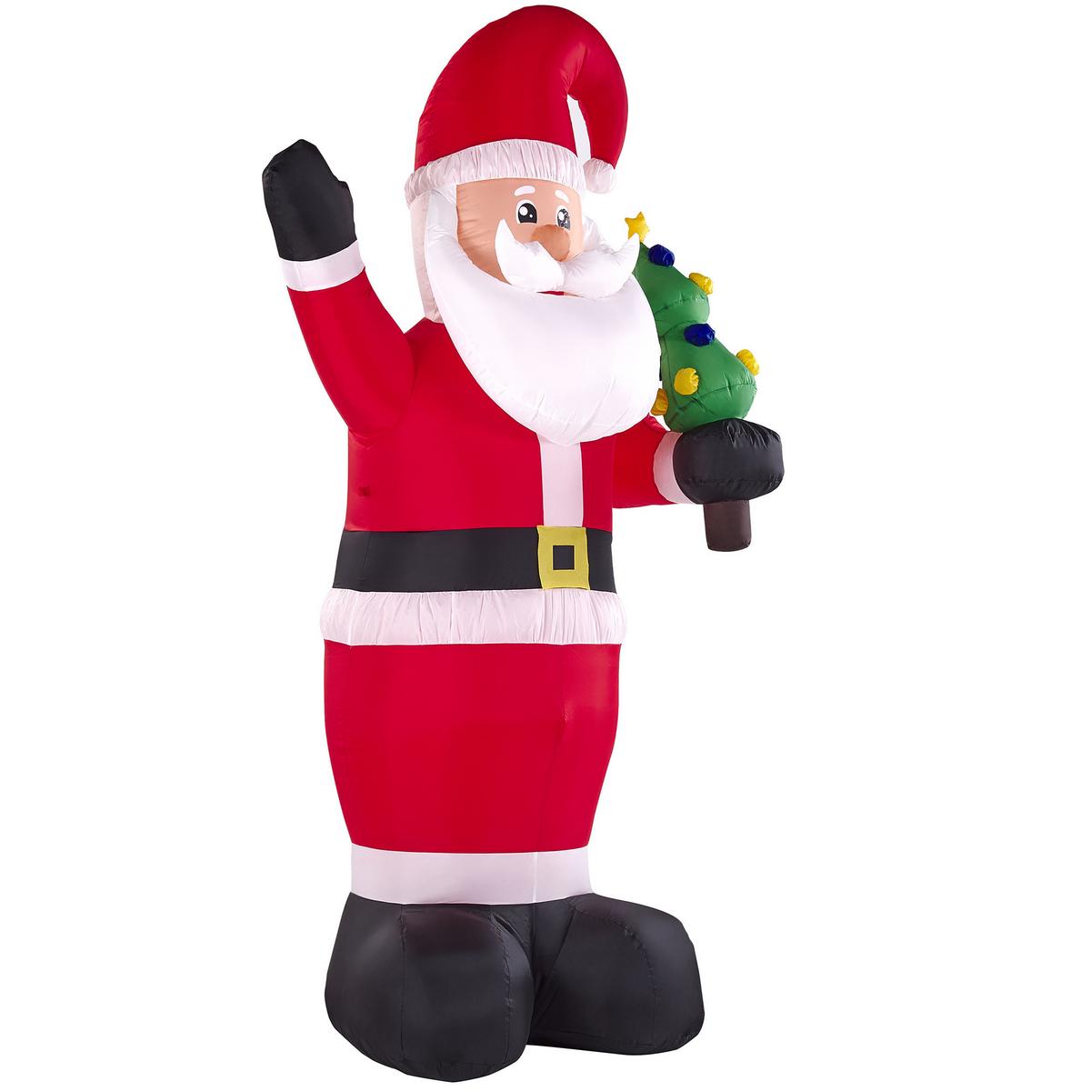 AUFBLASBARE Gartendekoration LED 225 cm Weihnachtsmann Rot Ivalo - Rot/Schwarz, Textil (120/225/75cm) - Beliani