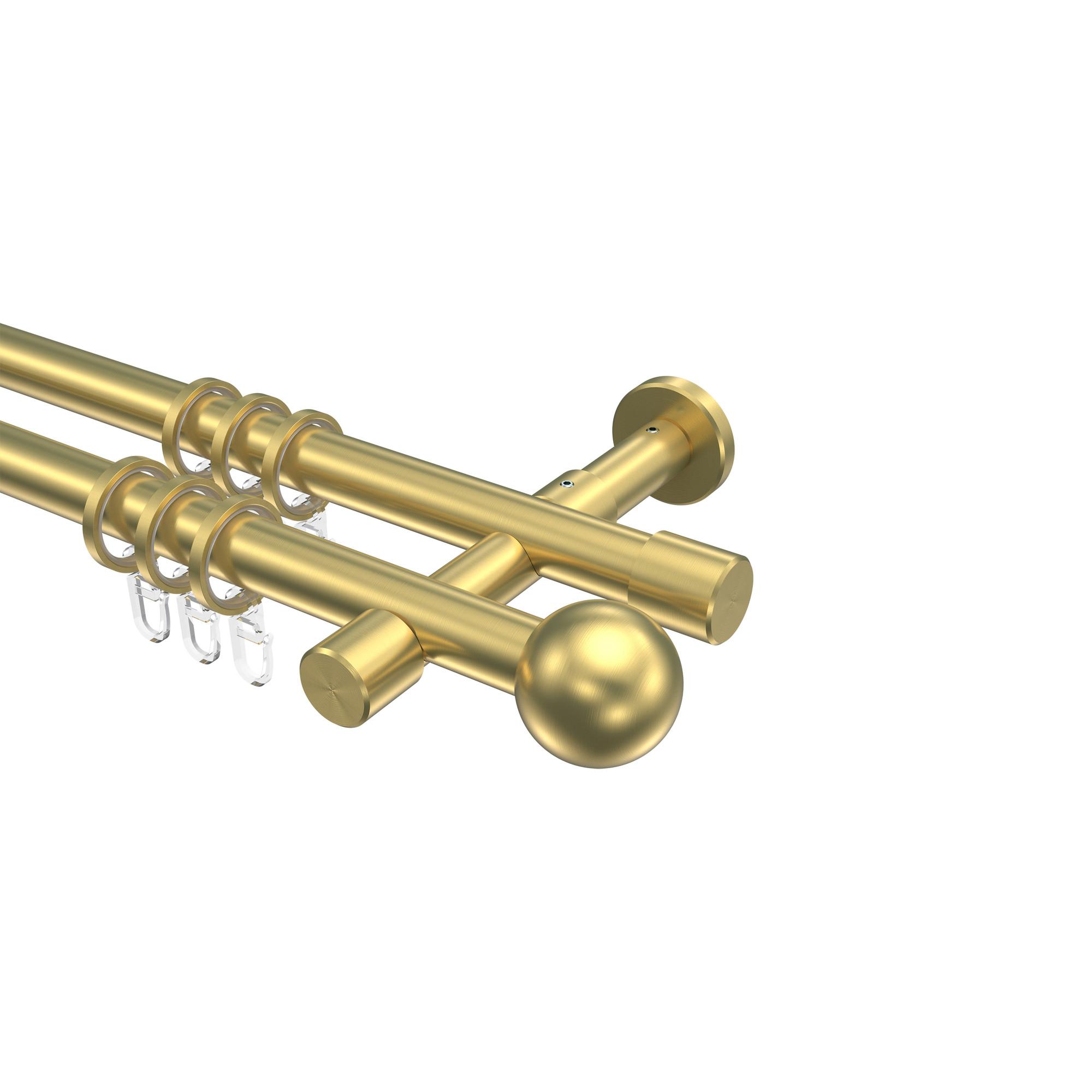 GARDINENSTANGE Prestige Luino 420 cm (geteilt in 3 x 140 cm), 2-läufig, 20 mm Ø Messing-Optik - Messingfarben, Metall (420cm) - INTERDECO