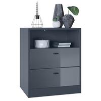 KOMMODE Pino Fronten in Grau Hochglanz - Grau, Holzwerkstoff (56/67.5/36cm) - Vladon