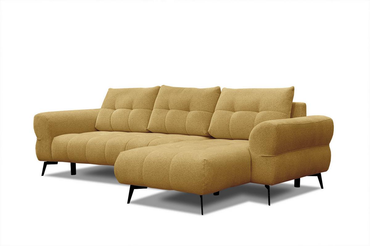 ECKSOFA SALVINI 4-Sitzer, honig - Schwarz/Honig, Holzwerkstoff/Textil (292/158cm) - Wozimo