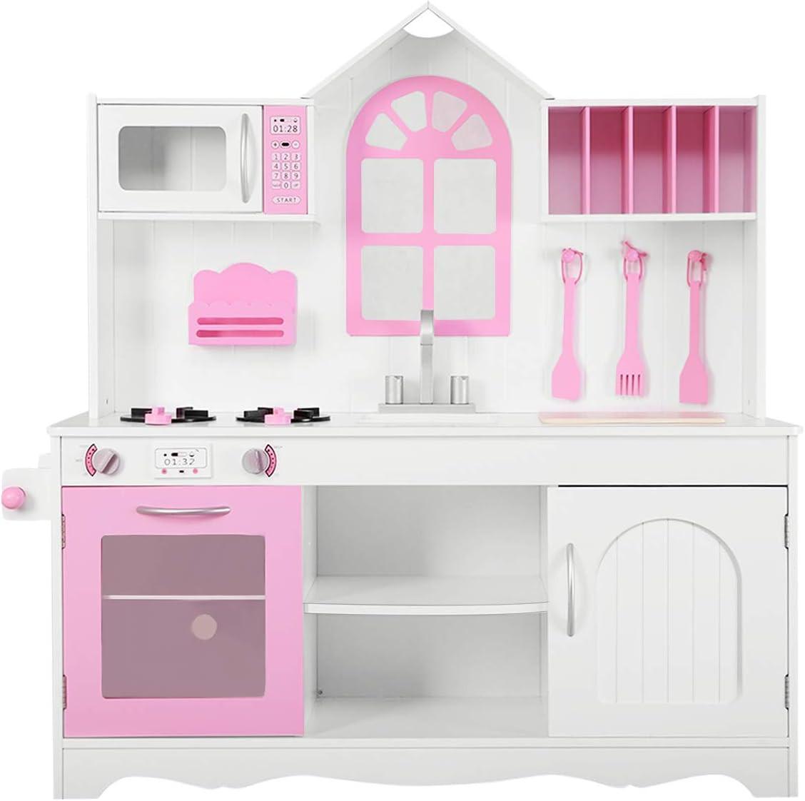 KINDERKÜCHE Spielküche InkL Weiß - Weiß, Holz (106.5/109/32cm) - COSTWAY