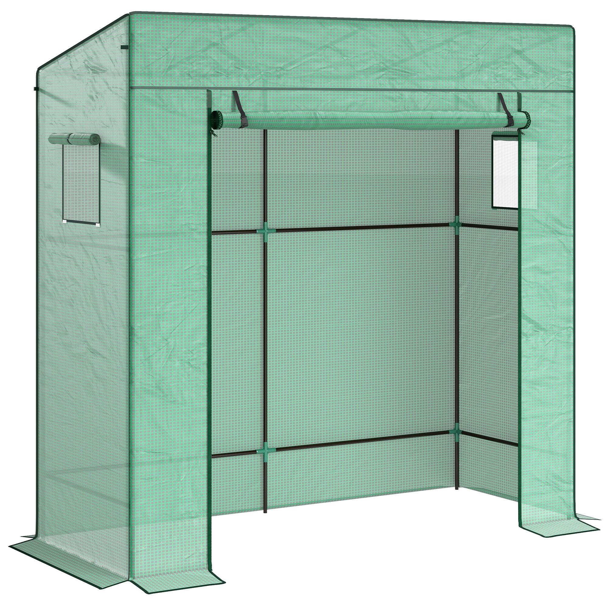 GEWÄCHSHAUS mit Rolltor aus Polyethylen Grün - Grün, Kunststoff (77/197/196cm) - Outsunny
