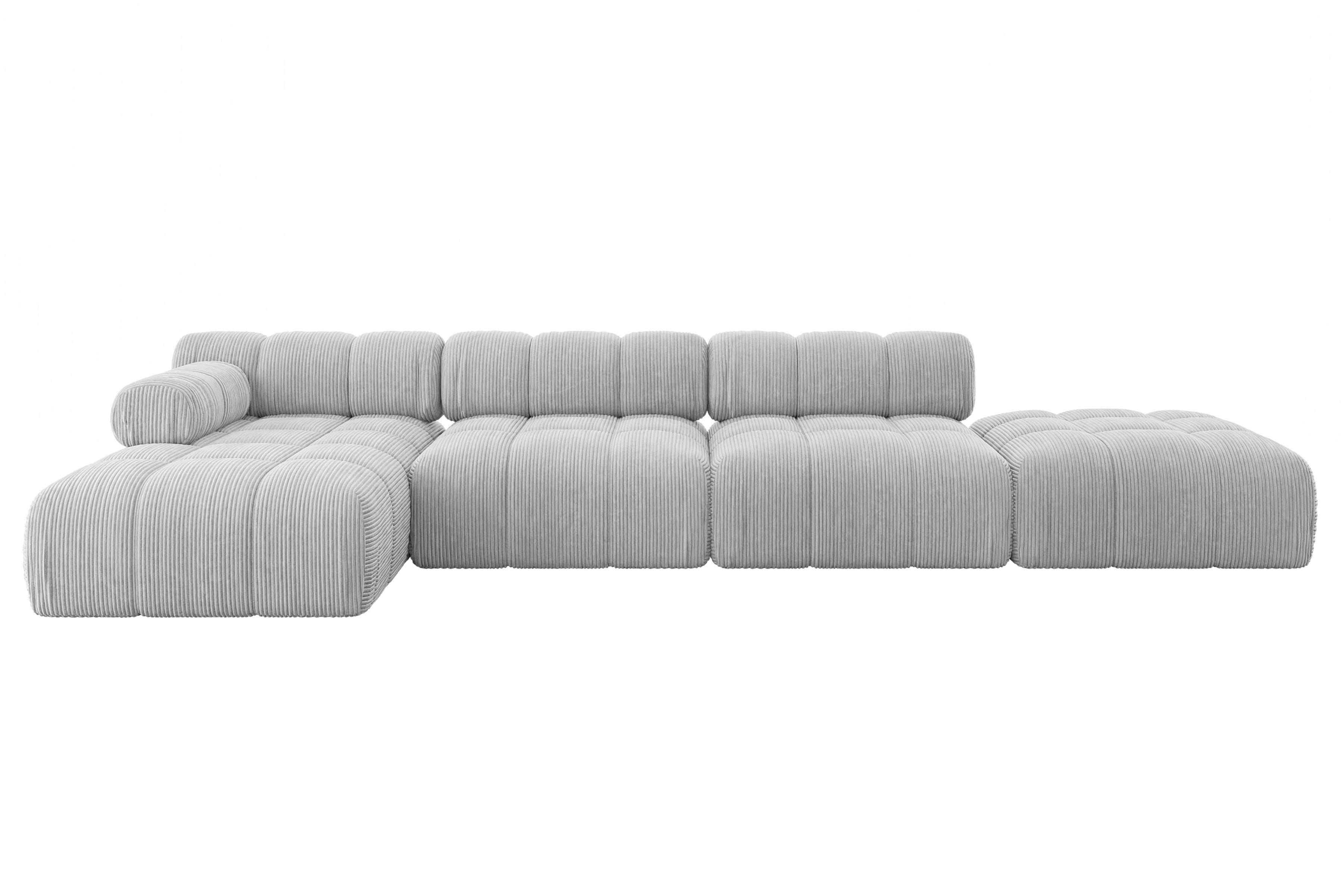 ECKSOFA modulares Sofa Lizur-L2 - 380x160x70 cm Grau Cord - Grau, Holzwerkstoff/Textil (380/160cm) - ALTDECOR