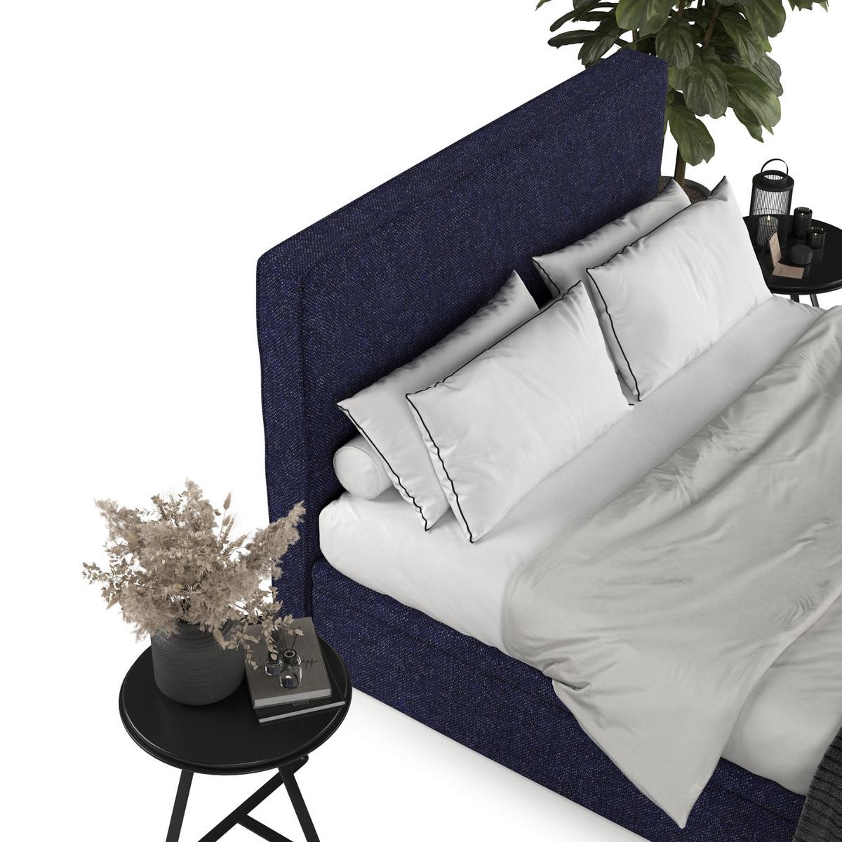 POLSTERBETT Hush mit Stauraum 160/200 cm Marineblau im Alta Stoff - Schwarz/Dunkelblau, Holz/Holzwerkstoff (160/200cm) - AltaBeds