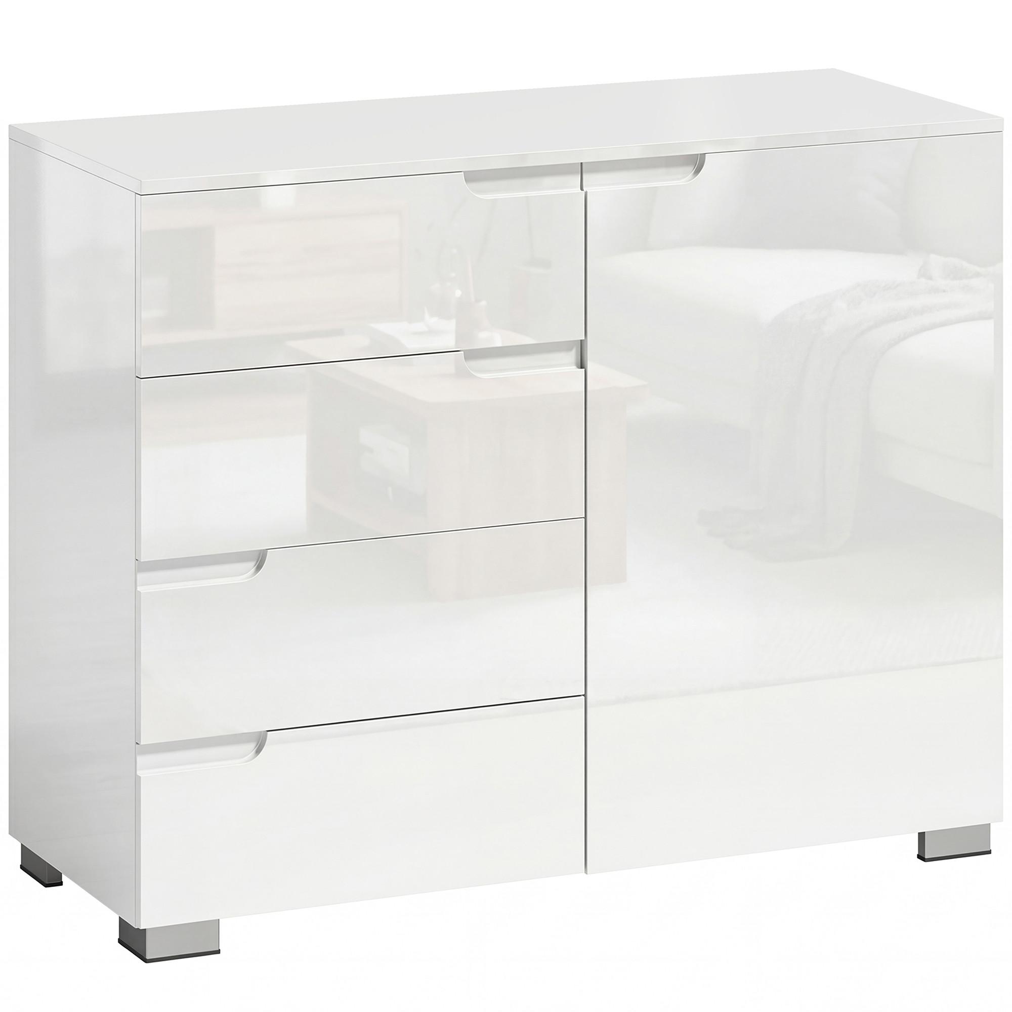 SIDEBOARD MDF Hochglanz-Weiß - Weiß Hochglanz, Holzwerkstoff (40/80/100cm) - HOMCOM