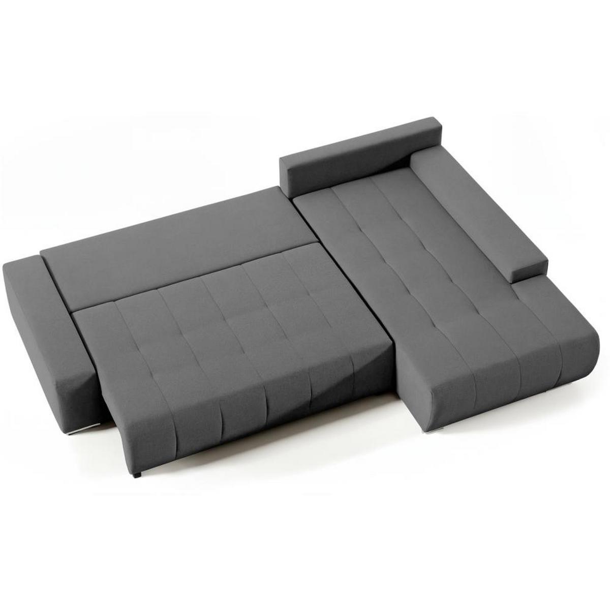 ECKSOFA Draco L dunkelgrau rechts - Chromfarben/Dunkelgrau, Textil/Metall (267/186cm) - Beautysofa