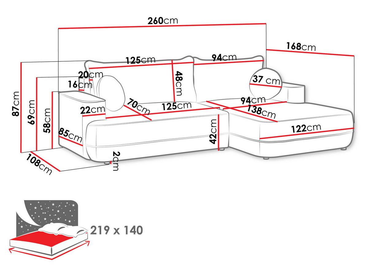 ECKSOFA Fuego L, Seite: Rechts - Hellbraun/Schwarz, Holz/Kunststoff (260/168cm) - MIRJAN24