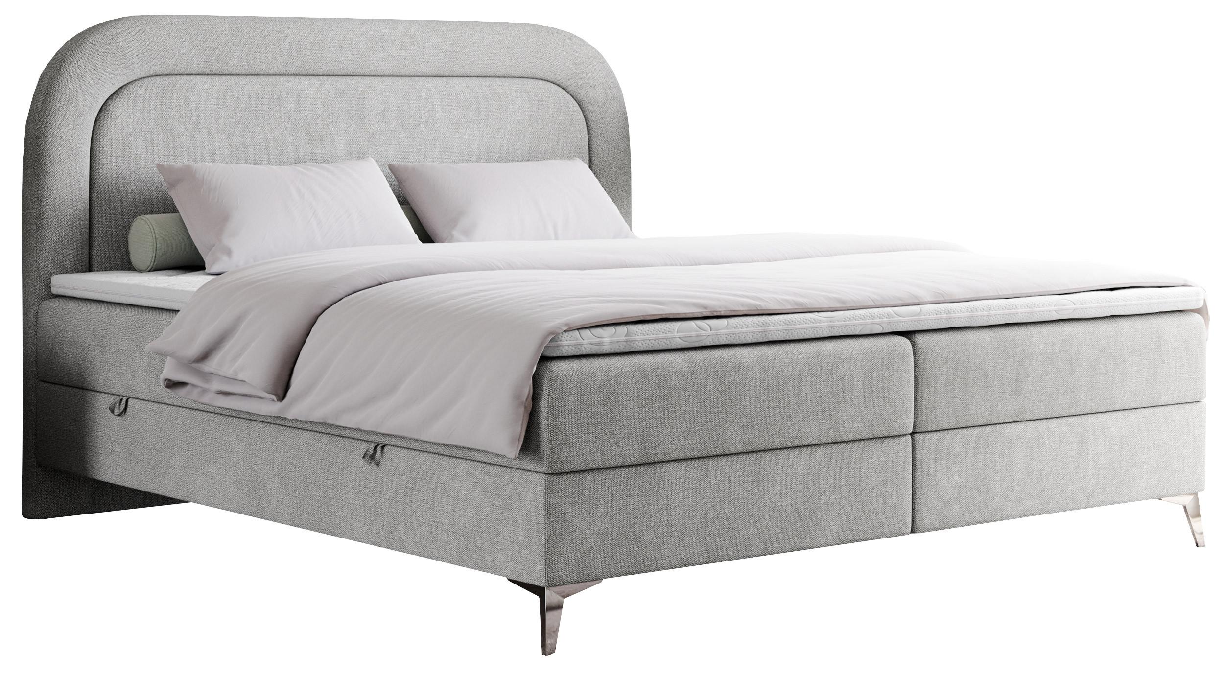 BOXBETT EIRA 140/200 Hellgrau Struktur - H3 - Silberfarben/Hellgrau, Holz/Textil (140/200cm) - MKS