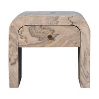 NACHTTISCH aus Massivholz, 1 Schublade, Weiß - Messingfarben/Weiß, Holz/Metall (45/40/35cm) - Artisan Furniture