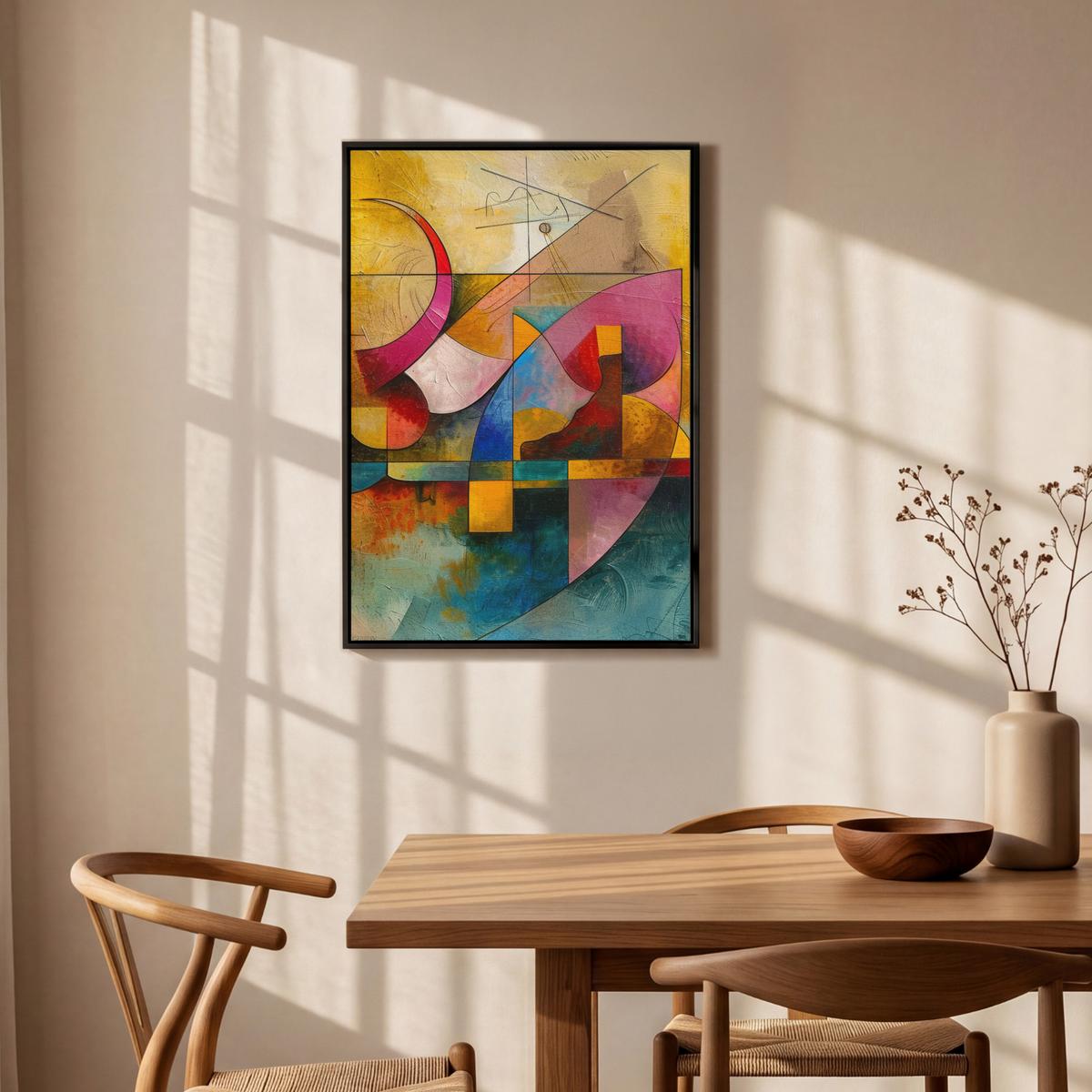 LEINWAND Bilder mit Rahmen - Kunst - Abstrakt - Modern - 60x90 - Gelb, Textil (60/90cm) - MuchoWow