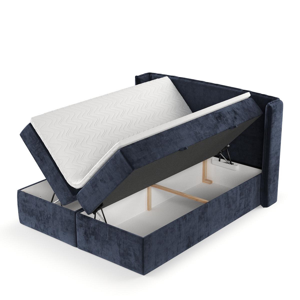 BOXBETT Viva 160/200 cm Marineblau im Lotta Stoff - Schwarz/Dunkelblau, Holz/Holzwerkstoff (160/200cm) - AltaBeds