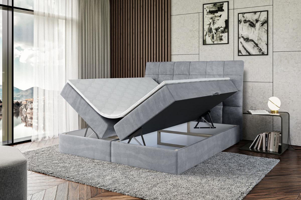 BOXBETT mit H4-Matratze und Lattenrost - BRUGO - 180x200 Grau - Grau, Holzwerkstoff (180/200cm) - ALTDECOR