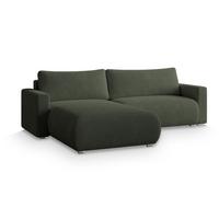 ECKSOFA TURIN N Grün Bucle-Stoff mit Schlaffunktion - Grau/Grün, Holz/Kunststoff (265/183cm) - MASSENO