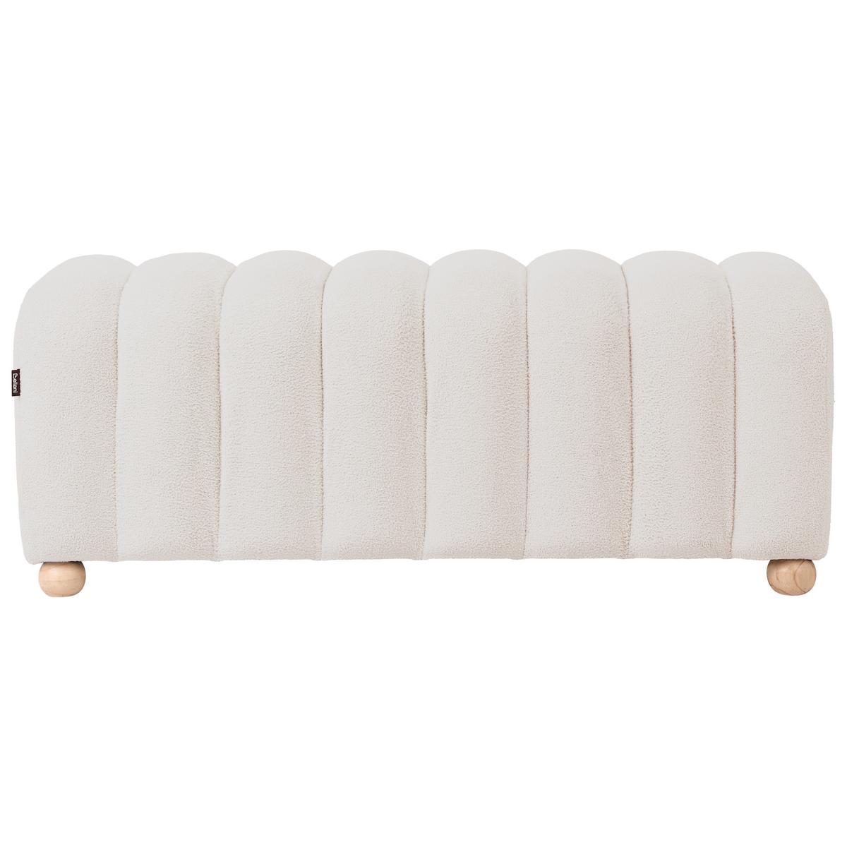POLSTERBANK Bouclé Cremeweiß Idyllwild - Creme, Textil (111/45/39cm) - Beliani