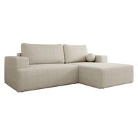 ECKSOFA Mivo Cord, Seite: Rechts - Beige/Schwarz, Holz/Kunststoff (266/163cm) - MIRJAN24