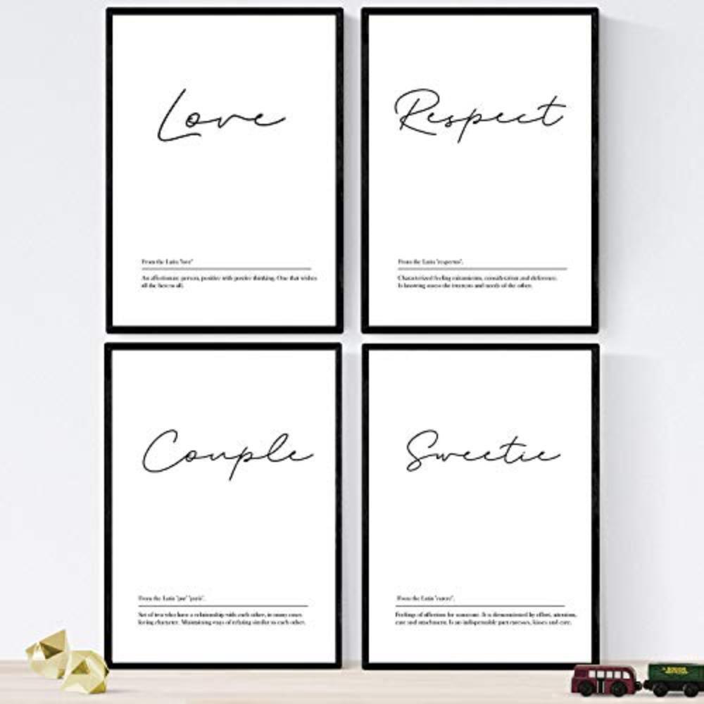 POSTER Set mit 4 Englisch ‚Paare‘ Wörter mit Definitionen A3 Rahmenlos - Klar, Papier (29.7/3cm) - Nacnic