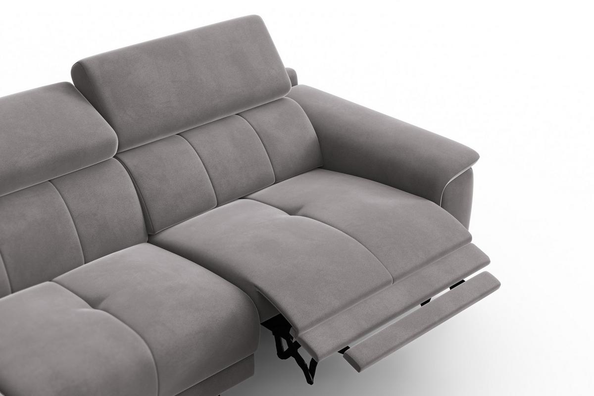 ECKSOFA FIERO 4-Sitzer LINKS, Dunkelgrauer Veloursstoff - Dunkelgrau/Schwarz, Holz/Textil (288/170cm) - Courtois Laville