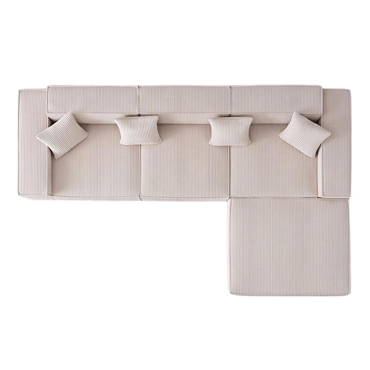 ECKSOFA cordstoff 279 cm flexibles design - Beige, Textil (279/165cm) - Urban Meuble