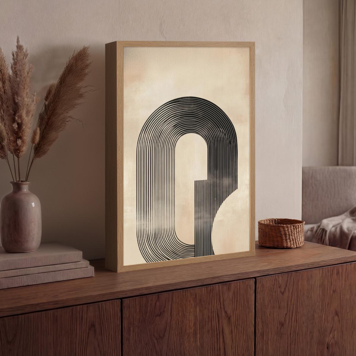 WANDLEUCHTE MIT AKKU Schleife - Streifen - Minimalistisch - Schwarz 40x60 cm - Beige, Holzwerkstoff (40/60/8cm) - OnlyWow
