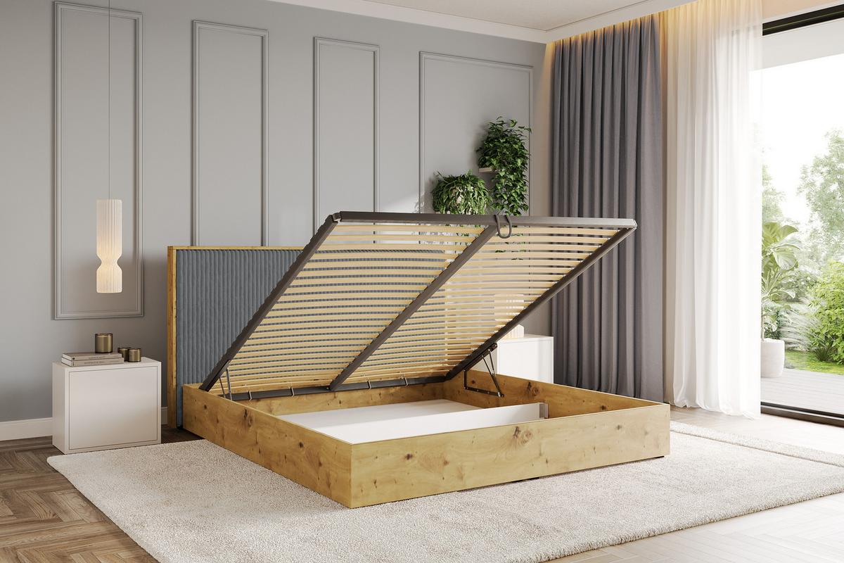 POLSTERBETT mit Bettkasten und Lattenrost, Boxbett mit Kopftei und Stauraum mit Matratze H3/H4 - ENZO10 140x200 Dunkelgrau - Dunkelgrau, Holzwerkstoff/Textil (140/200cm) - ALTDECOR