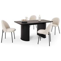 ESSGRUPPE GUARDA CASSIE 5er Set schwarz - Schwarz, Holzwerkstoff/Metall - IDIMEX