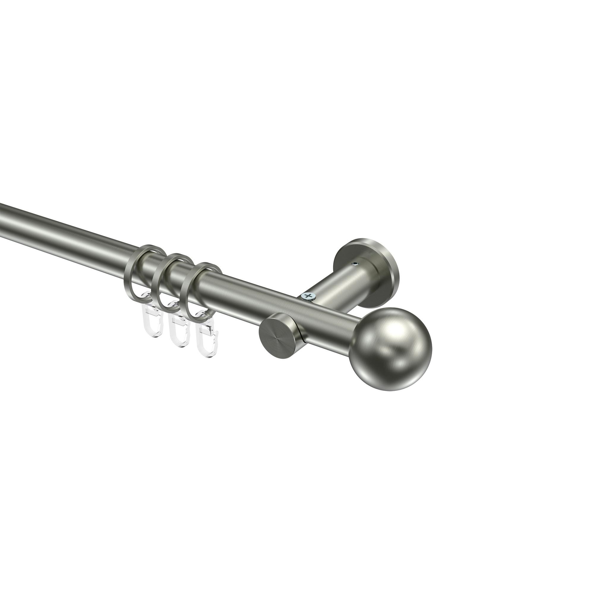 GARDINENSTANGE Platon Luino 540 cm (geteilt in 3 x 180 cm), 1-läufig, 20 mm Ø Edelstahl-Optik - Edelstahlfarben, Metall (540cm) - INTERDECO