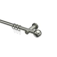 GARDINENSTANGE Platon Luino 540 cm (geteilt in 3 x 180 cm), 1-läufig, 20 mm Ø Edelstahl-Optik - Edelstahlfarben, Metall (540cm) - INTERDECO