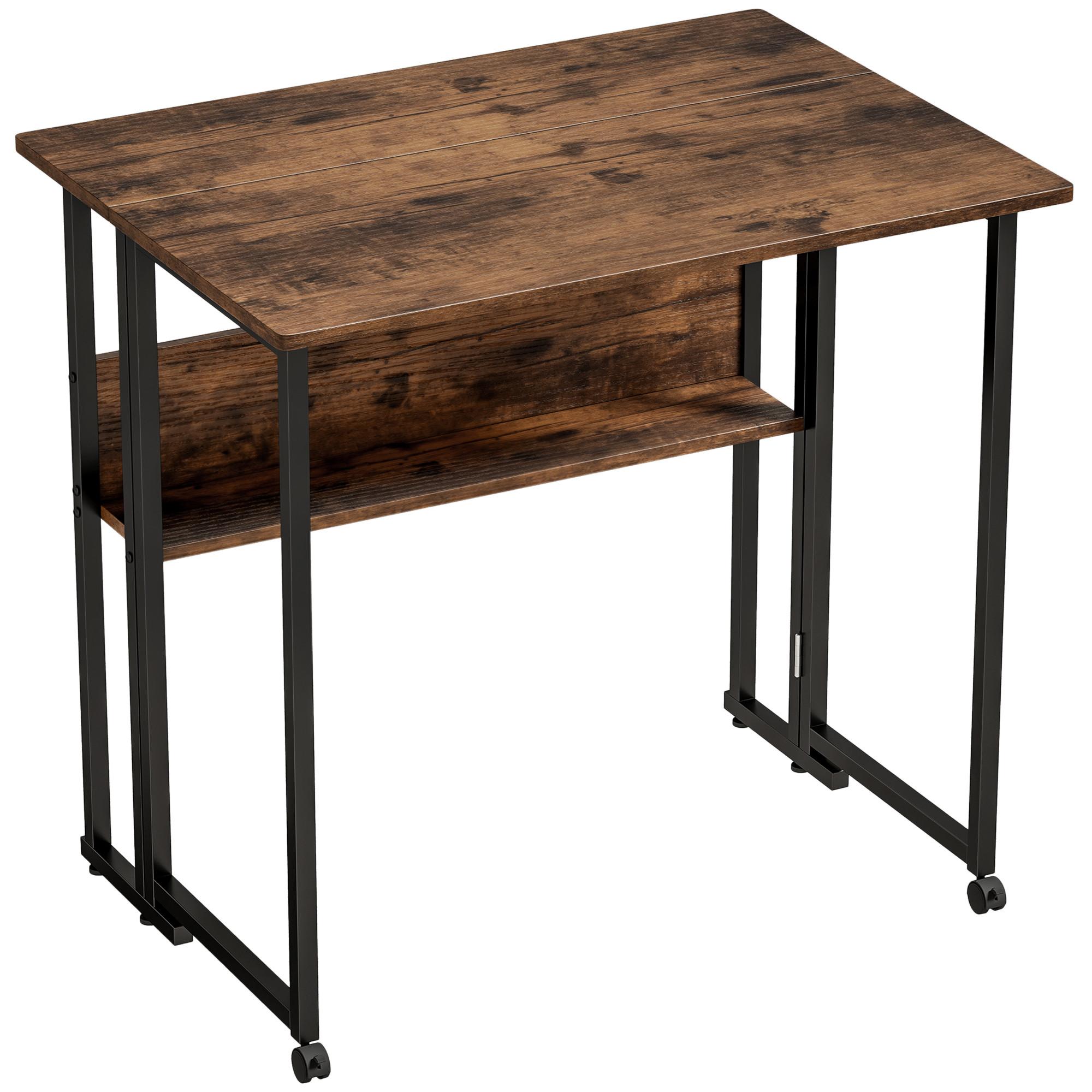 KLAPPBARER-SCHREIBTISCH Spanplatte Metall Rustikales-Braun - Braun, Holzwerkstoff (80/58/75cm) - HOMCOM