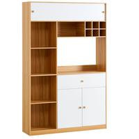 HIGHBOARD mit LED Mikrowellenfach & 3 Türen - Eichefarben, Holzwerkstoff (115/180/35cm) - Urban Meuble