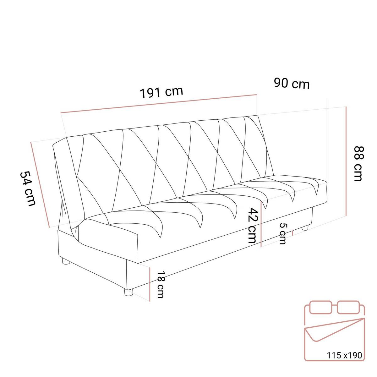 SCHLAFSOFA VERO mit Schlaffunktion Castel 74 - Blau, Textil (191/88/90cm) - Lookway