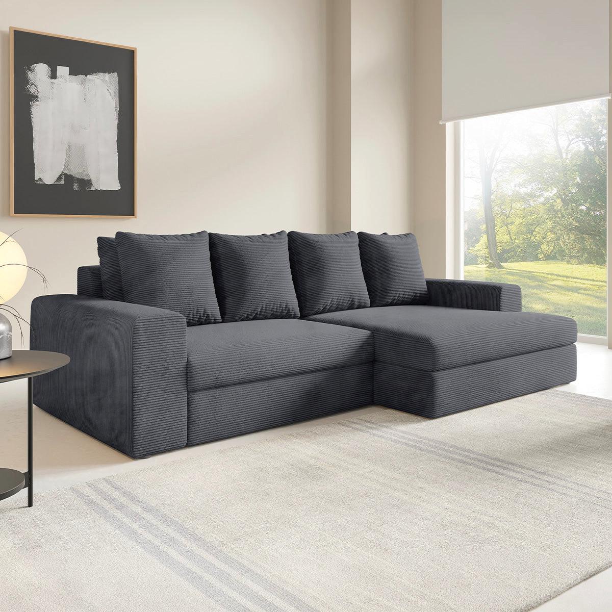 ECKSOFA Paola 3 Sitzplätze Grau - Grau, Holz (272/167cm) - Petits-meubles