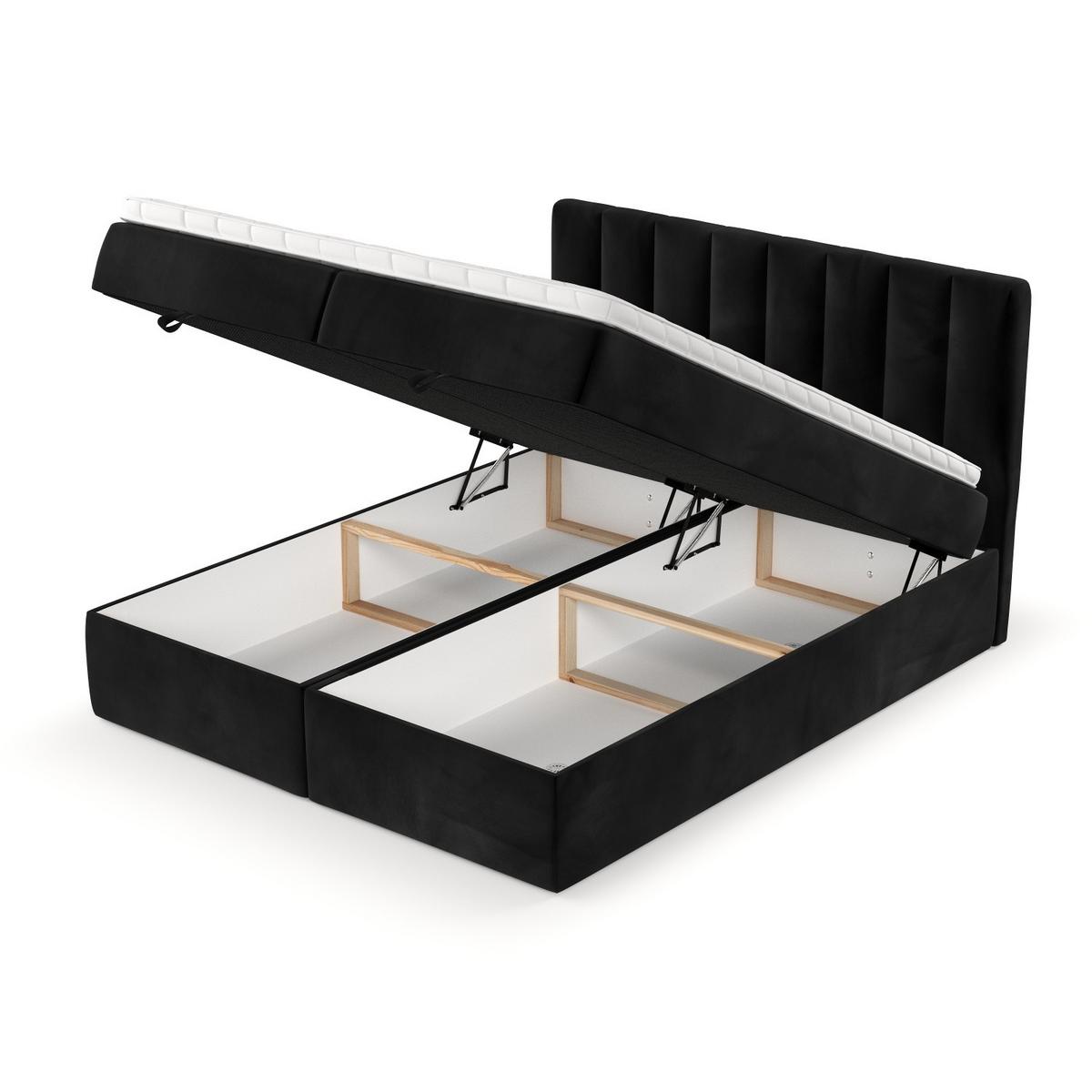 BOXBETT Lusso 140/200 cm Schwarz im Kronos Stoff - Schwarz, Holz/Holzwerkstoff (140/200cm) - AltaBeds