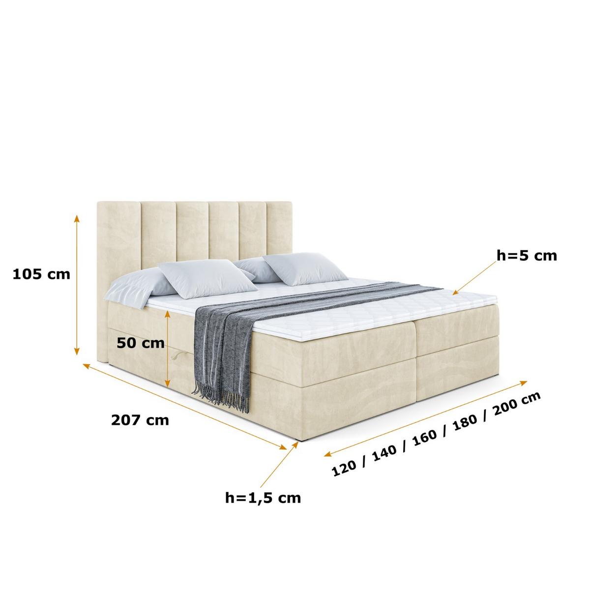 BOXBETT mit Matratze H3 und Lattenrost - BOXI1 - 120x200 cm Beige - Beige, Holzwerkstoff (120/200cm) - ALTDECOR