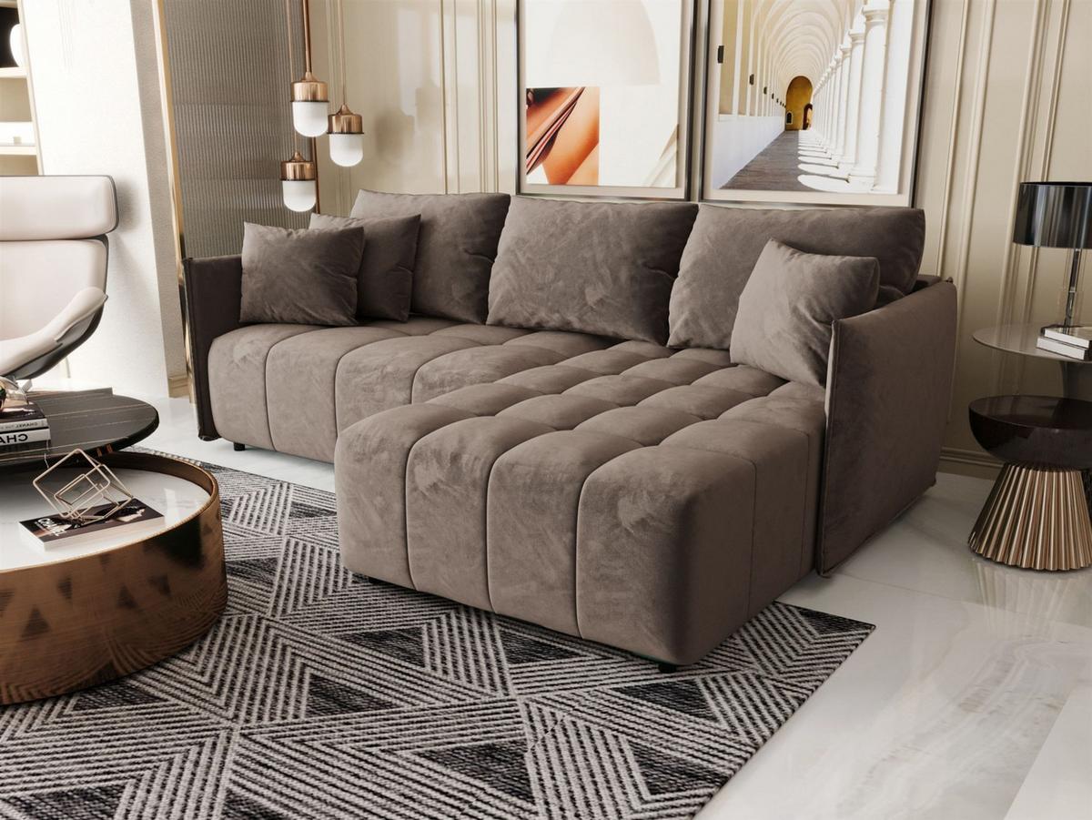 ECKSOFA Treviso - Braun, Holzwerkstoff/Textil (245/185cm) - Fun Möbel