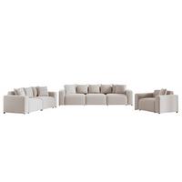 SOFASET Megan 3-2-1 In Salvador - Beige, Holzwerkstoff/Textil (327/75/98cm) - Fun Möbel