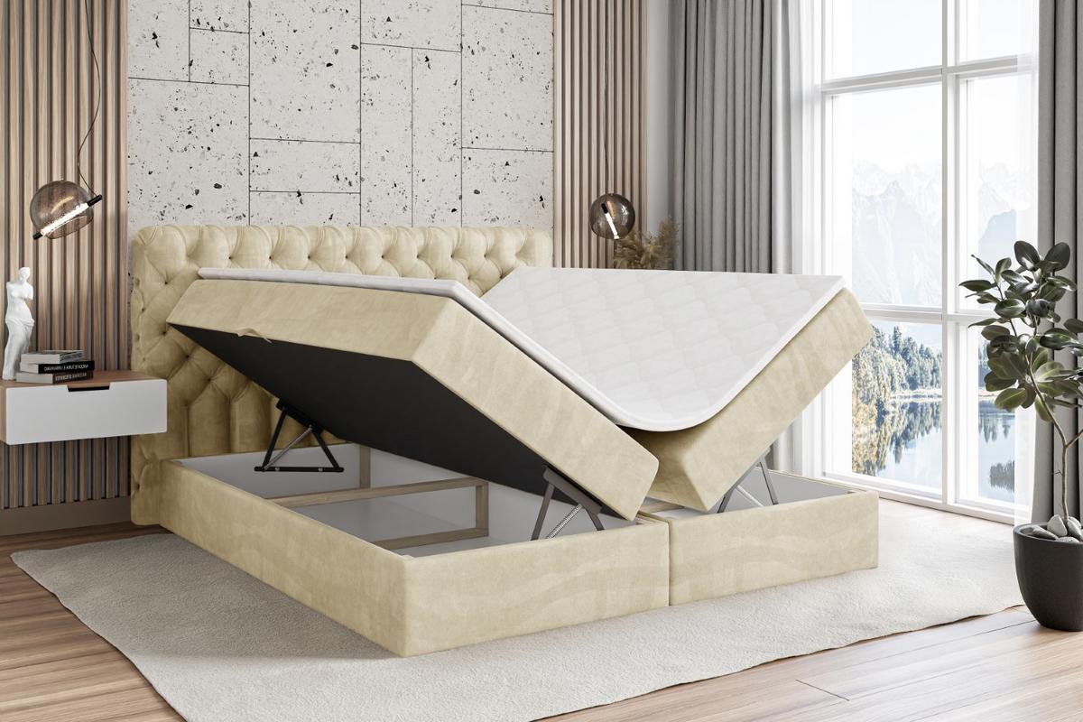 BOXBETT mit Matratze H3 und Lattenrost - BOXI8 - 140x200 cm Beige - Beige, Holzwerkstoff (140/200cm) - ALTDECOR