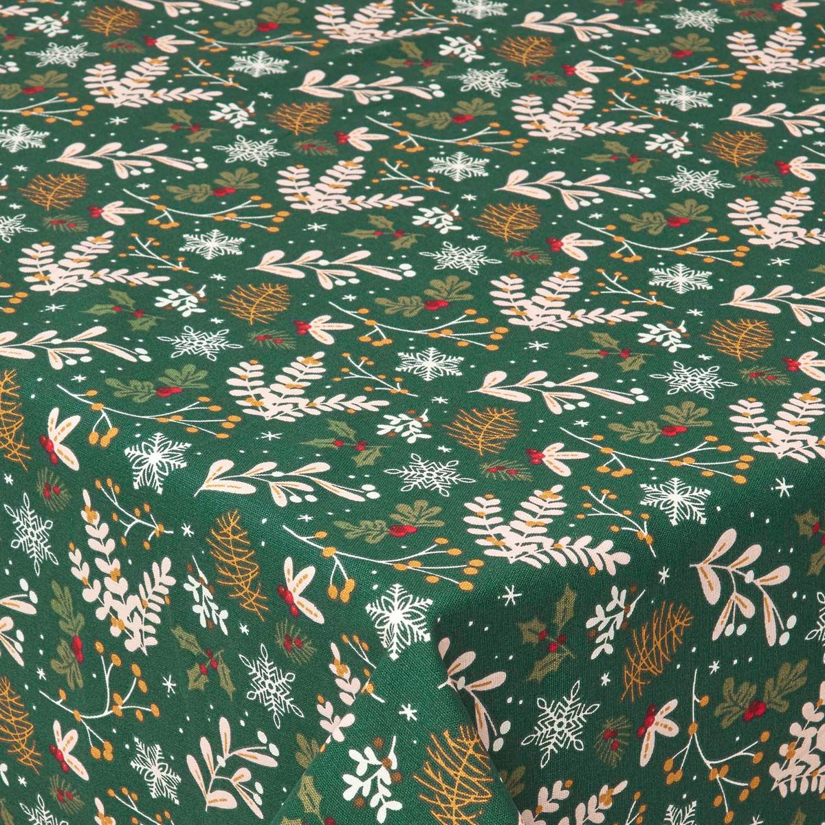 WEIHNACHTSTISCHDECKE Weihnachtswald grün 137/137 cm, 100% Baumwolle - Grün, Textil (137/137cm) - Homescapes