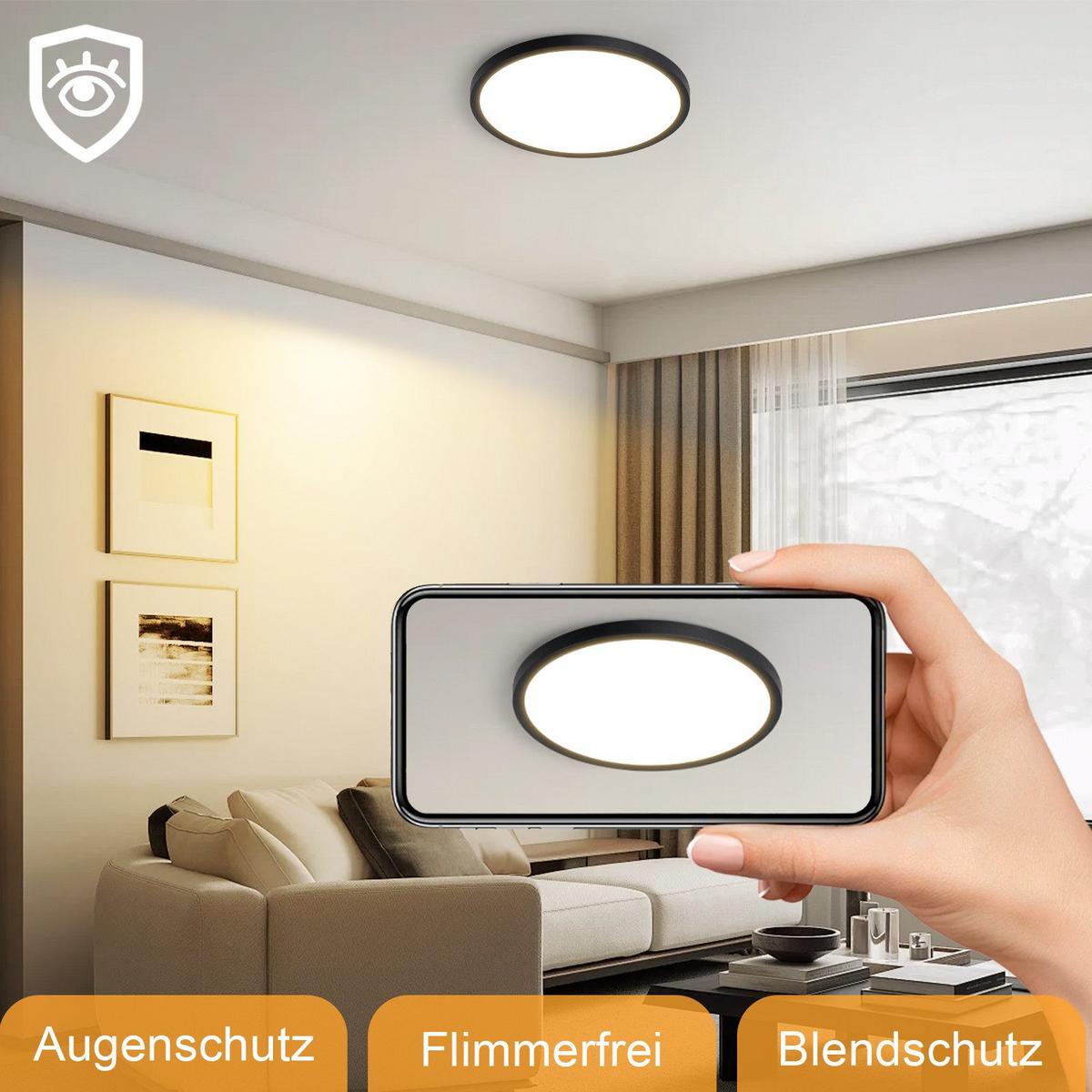 LED-DECKENLEUCHTE Malinowski 18/18/2.6 cm - Schwarz, Kunststoff (18/18/2.6cm) - Nettlife
