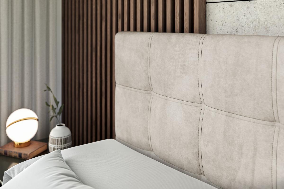 BOXBETT mit Matratze H4 und Lattenrost - MARCE - 120 x 200 cm - Beige - Creme, Holzwerkstoff (120/200cm) - ALTDECOR