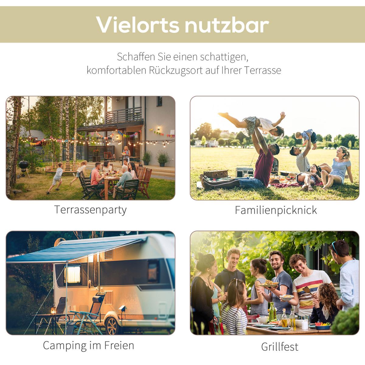 PAVILLON Stahl+Polyester Creme+Schwarz - Creme, Metall (250/250/300cm) - Outsunny