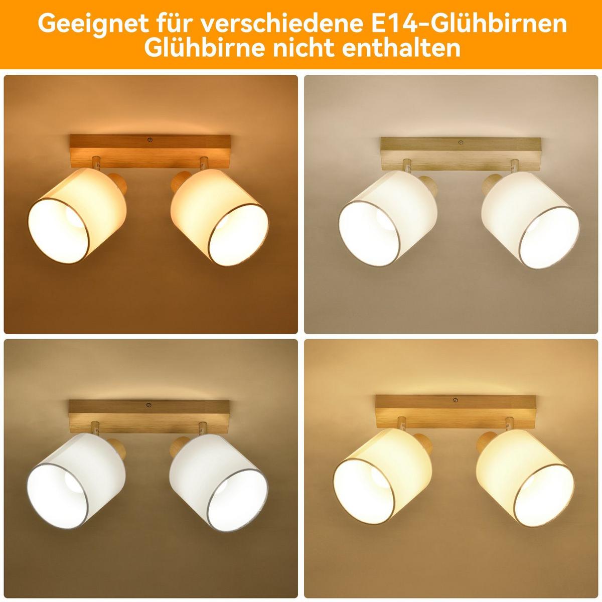 DECKENSTRAHLER Brand 2-flammig 25/11/21 cm - Braun, Textil (25/11/21cm) - Nettlife